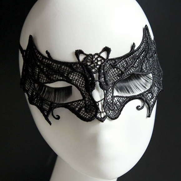 Accessories - New Black Lace BAT Mask Eye Mask Halloween